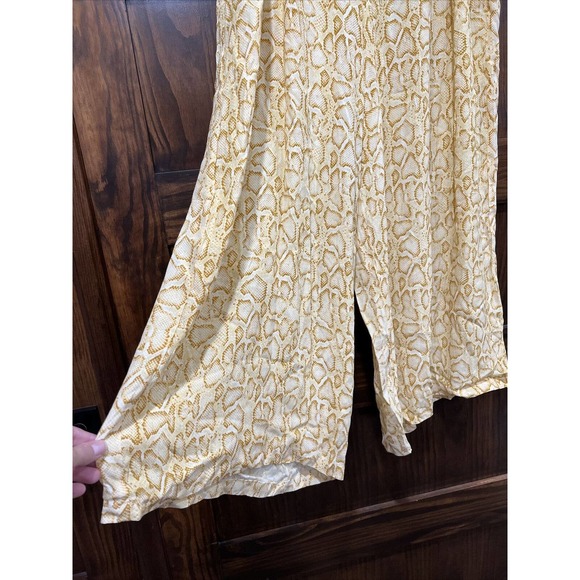 Faithful The Brand Pants Women Size 10 Wide Leg Pockets Snake Skin Yellow - Picture 4 of 15